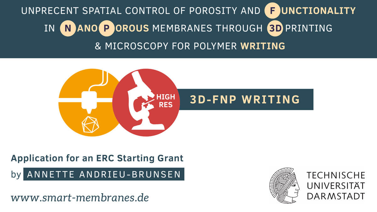ERC Starting Grant: Prof. Dr. Annette Andrieu-Brunsen: 3D-FNP Writing / TU Darmstadt / Titelfolie / Design Präsentation: Daniela Leitner