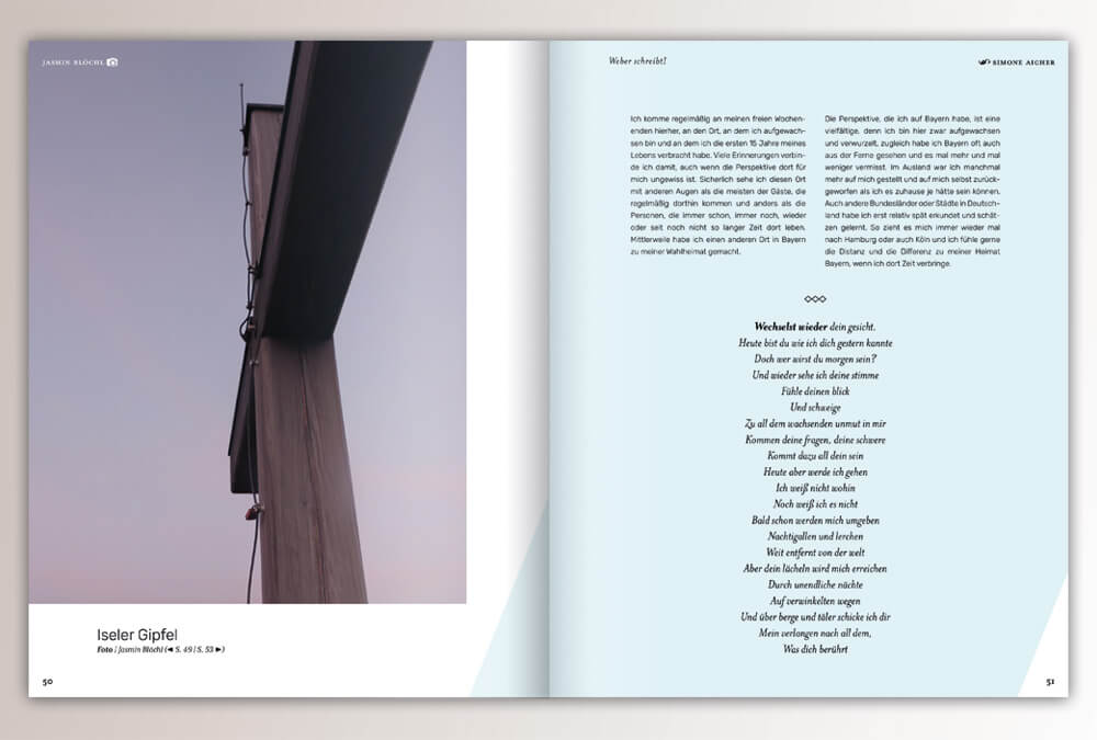 Broschüre WEBER schreibt. Max Weber Programm Bayern, Studienstiftung des deutschen Volkes / Seite 50–51 / Layout & Design: Daniela Leitner