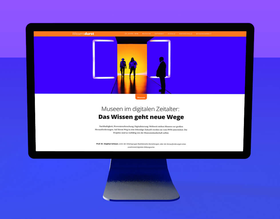 Webdesign | Wissensdurst: Das Jubiläumsmagazin des Leibniz-Instituts für Wissensmedien | Museen im digitalen Zeitalter | Design: Daniela Leitner