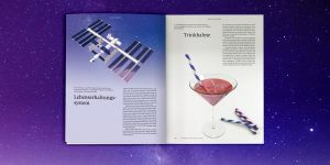 Illustrationen für das Magazin des PSI: Raumfahrt und Trinkhalme
