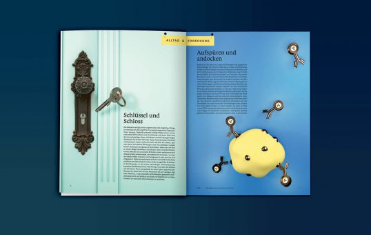 5232 Das Magazin des Paul Scherrer Instituts (PSI) / Design Infografik Alltag & Forschung: Schlüssel-Schloss-Prinzip, Daniela Leitner