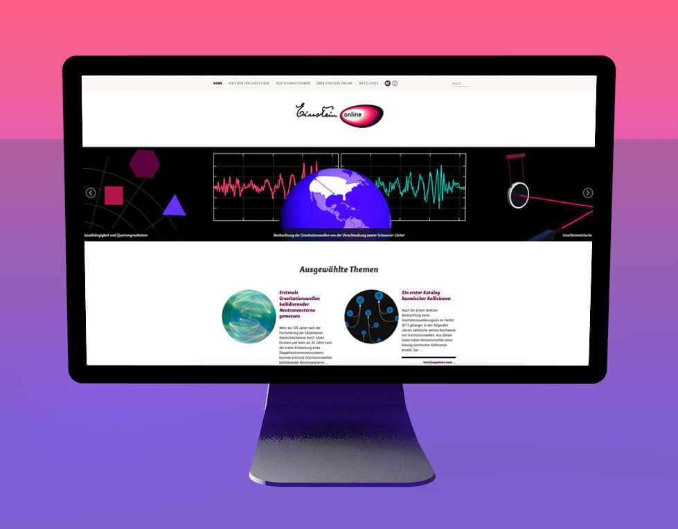 Einstein-Online / Startseite / Redesign Website, Infografiken & Illustrationen: Daniela Leitner