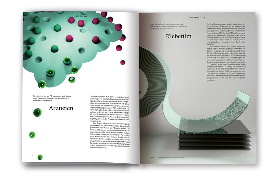 Illustrationen für das Magazin des Paul Scherrer Instituts (PSI) | Illustrationen für das Magazin des PSI: Arzneien & Klebefilm | Design Daniela Leitner