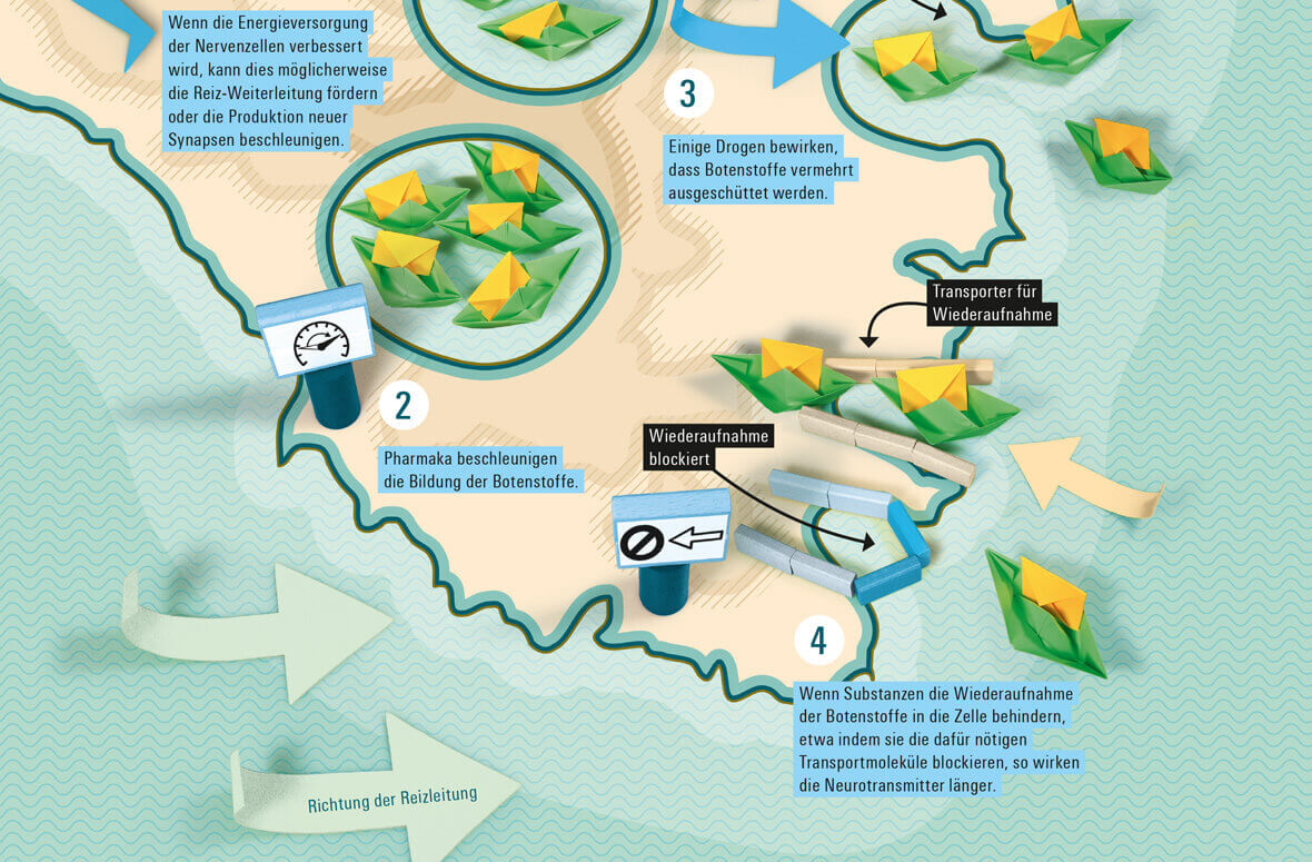 Magazin bild der wissenschaft / Themenheft 2015 / Hirndoping / Synapsen als Landkarte / Design Daniela Leitner