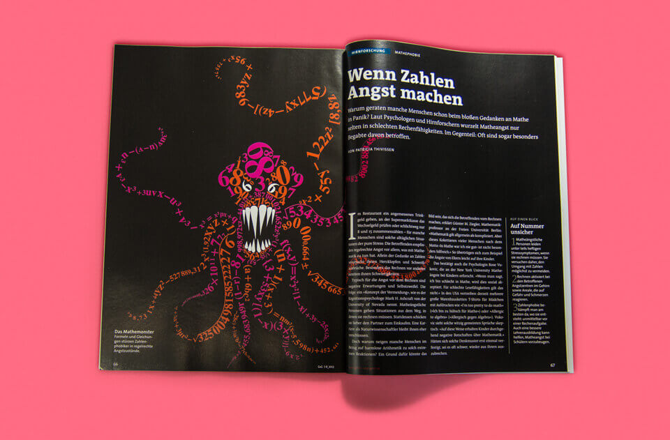 Magazin Gehirn und Geist / Spektrum der Wissenschaft / Ausgabe 7-8 2013 / Tentakelmonster / Design Daniela Leitner