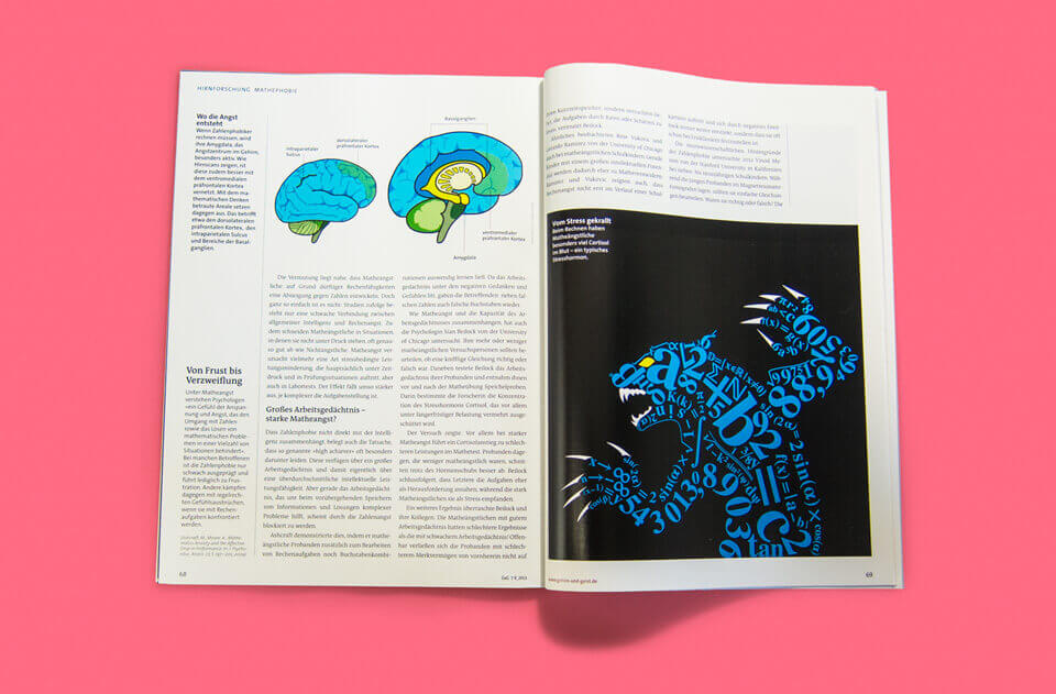 Magazin Gehirn und Geist / Spektrum der Wissenschaft / Ausgabe 7-8 2013 / Wolfmonster / Design Daniela Leitner