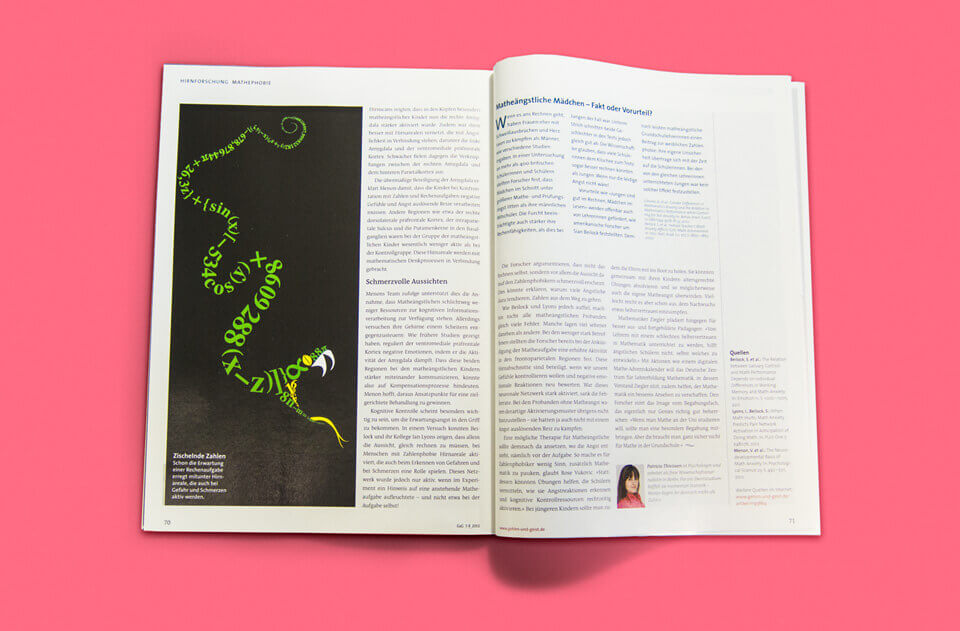 Magazin Gehirn und Geist / Spektrum der Wissenschaft / Ausgabe 7-8 2013 / Schlangenmonster / Design Daniela Leitner